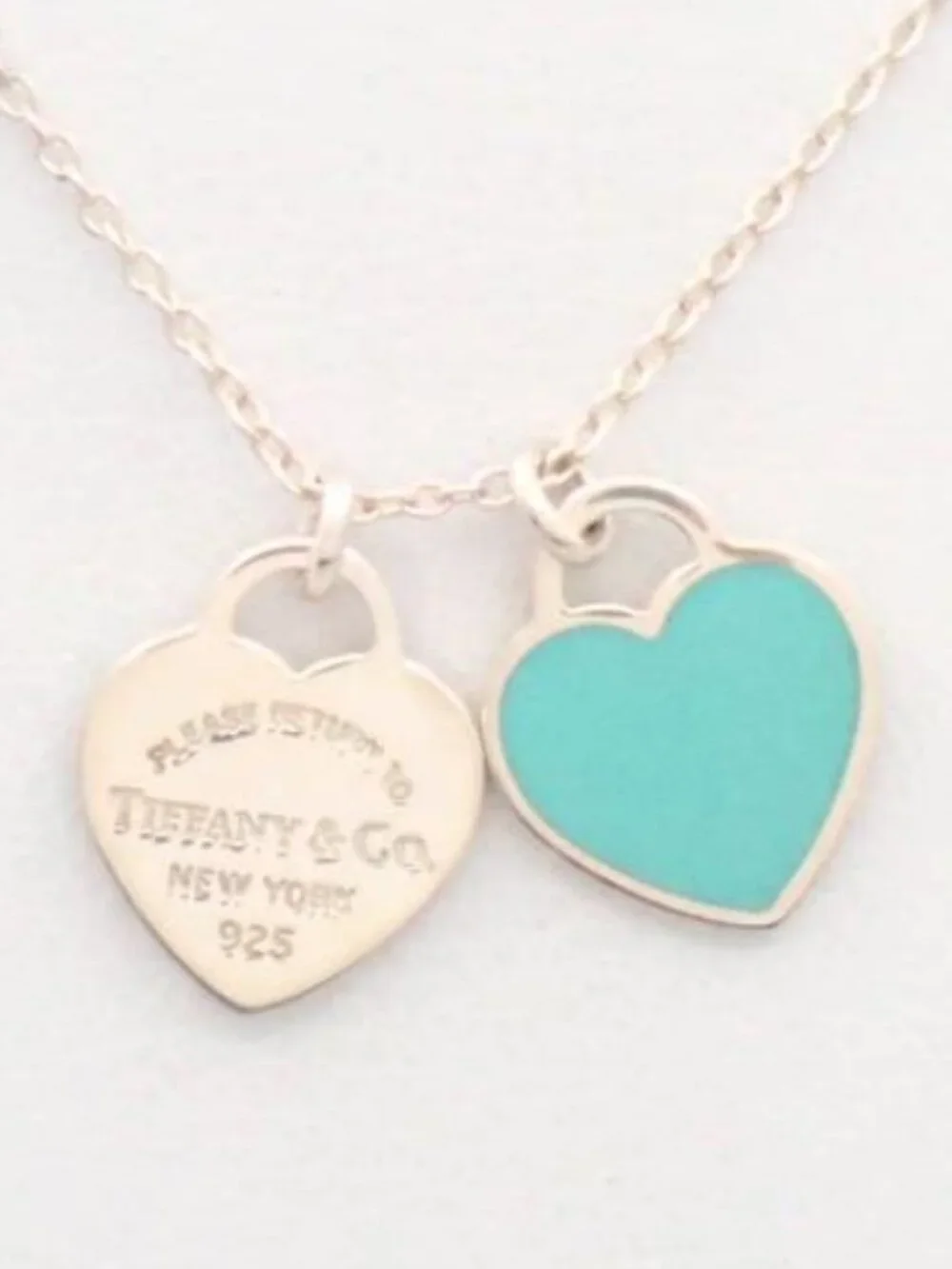 Tiffany & Co. Please Return Double Heart Necklace 925 - Picture 3 of 3